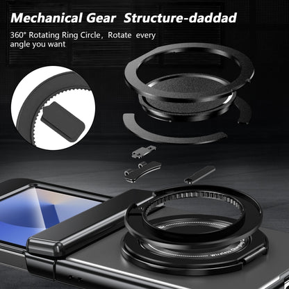 For Samsung Galaxy Z Flip5 Gold Medal Rotating Folding Series Ring Holder Phone Case(Silver) - Galaxy Z Flip5 Cases by buy2fix | Online Shopping UK | buy2fix