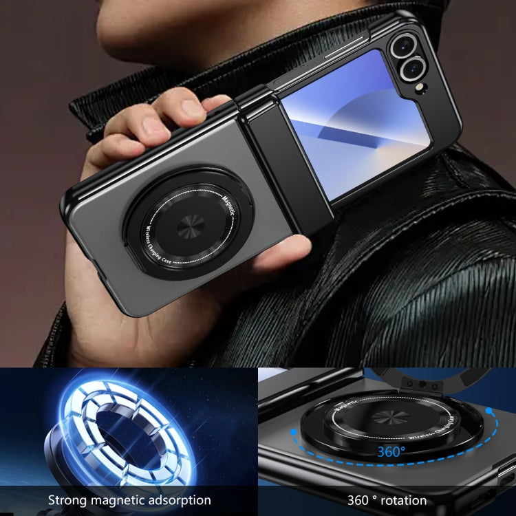 For Samsung Galaxy Z Flip5 Gold Medal Rotating Folding Series Ring Holder Phone Case(Silver) - Galaxy Z Flip5 Cases by buy2fix | Online Shopping UK | buy2fix