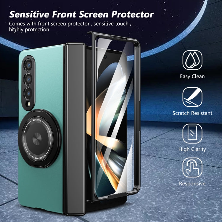 For Samsung Galaxy Z Fold4 Gold Medal Rotating Folding Series Ring Holder Phone Case(Royal Blue) - Galaxy Z Fold4 5G Cases by buy2fix | Online Shopping UK | buy2fix