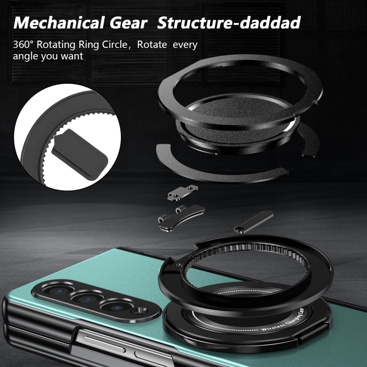 For Samsung Galaxy Z Fold4 Gold Medal Rotating Folding Series Ring Holder Phone Case(Royal Blue) - Galaxy Z Fold4 5G Cases by buy2fix | Online Shopping UK | buy2fix