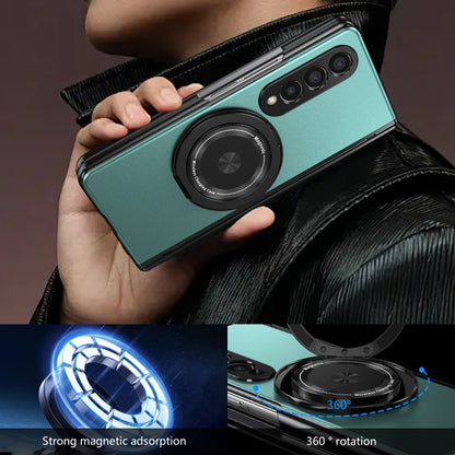 For Samsung Galaxy Z Fold4 Gold Medal Rotating Folding Series Ring Holder Phone Case(Royal Blue) - Galaxy Z Fold4 5G Cases by buy2fix | Online Shopping UK | buy2fix