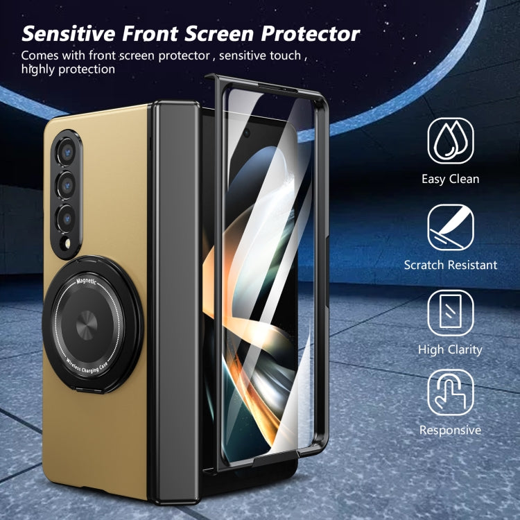 For Samsung Galaxy Z Fold4 Gold Medal Rotating Folding Series Ring Holder Phone Case(Gold) - Galaxy Z Fold4 5G Cases by buy2fix | Online Shopping UK | buy2fix