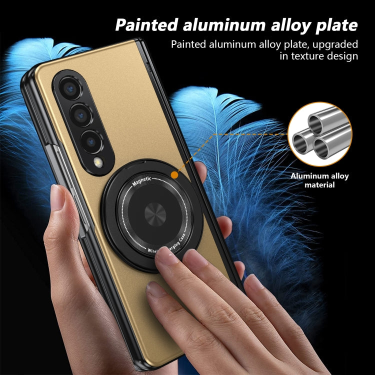 For Samsung Galaxy Z Fold4 Gold Medal Rotating Folding Series Ring Holder Phone Case(Gold) - Galaxy Z Fold4 5G Cases by buy2fix | Online Shopping UK | buy2fix