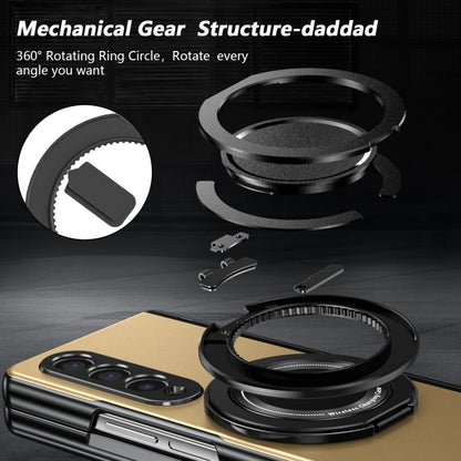 For Samsung Galaxy Z Fold4 Gold Medal Rotating Folding Series Ring Holder Phone Case(Gold) - Galaxy Z Fold4 5G Cases by buy2fix | Online Shopping UK | buy2fix