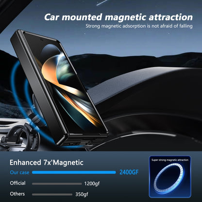 For Samsung Galaxy Z Fold4 Gold Medal Rotating Folding Series Ring Holder Phone Case(Gold) - Galaxy Z Fold4 5G Cases by buy2fix | Online Shopping UK | buy2fix