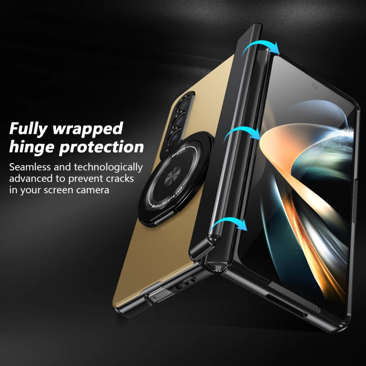For Samsung Galaxy Z Fold4 Gold Medal Rotating Folding Series Ring Holder Phone Case(Gold) - Galaxy Z Fold4 5G Cases by buy2fix | Online Shopping UK | buy2fix