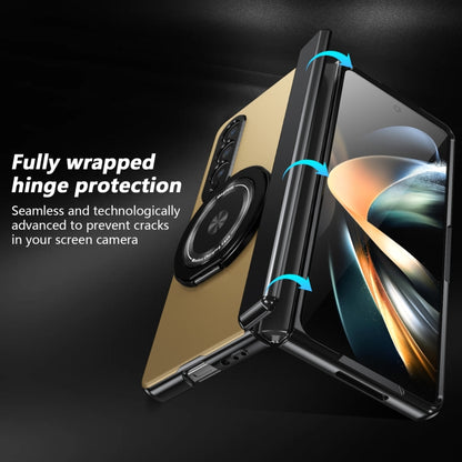 For Samsung Galaxy Z Fold4 Gold Medal Rotating Folding Series Ring Holder Phone Case(Gold) - Galaxy Z Fold4 5G Cases by buy2fix | Online Shopping UK | buy2fix