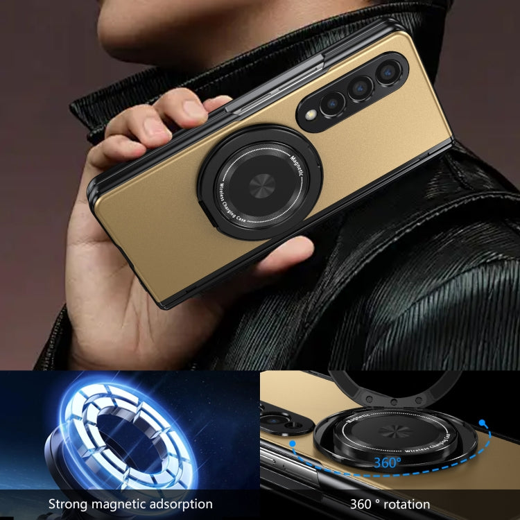 For Samsung Galaxy Z Fold4 Gold Medal Rotating Folding Series Ring Holder Phone Case(Gold) - Galaxy Z Fold4 5G Cases by buy2fix | Online Shopping UK | buy2fix