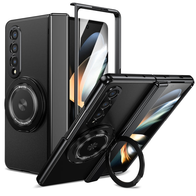 For Samsung Galaxy Z Fold4 Gold Medal Rotating Folding Series Ring Holder Phone Case(Black) - Galaxy Z Fold4 5G Cases by buy2fix | Online Shopping UK | buy2fix