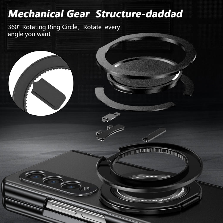 For Samsung Galaxy Z Fold4 Gold Medal Rotating Folding Series Ring Holder Phone Case(Black) - Galaxy Z Fold4 5G Cases by buy2fix | Online Shopping UK | buy2fix