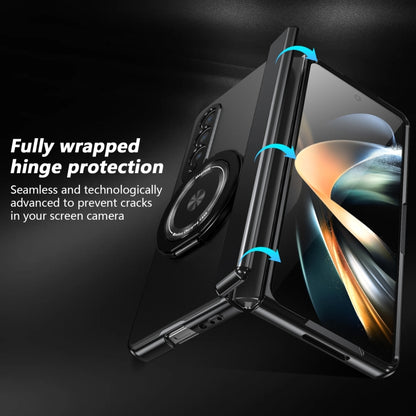 For Samsung Galaxy Z Fold4 Gold Medal Rotating Folding Series Ring Holder Phone Case(Black) - Galaxy Z Fold4 5G Cases by buy2fix | Online Shopping UK | buy2fix