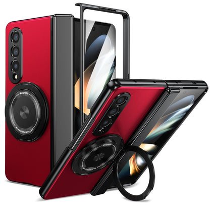 For Samsung Galaxy Z Fold4 Gold Medal Rotating Folding Series Ring Holder Phone Case(Red) - Galaxy Z Fold4 5G Cases by buy2fix | Online Shopping UK | buy2fix