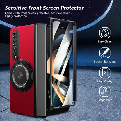 For Samsung Galaxy Z Fold4 Gold Medal Rotating Folding Series Ring Holder Phone Case(Red) - Galaxy Z Fold4 5G Cases by buy2fix | Online Shopping UK | buy2fix