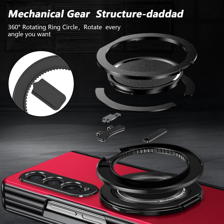 For Samsung Galaxy Z Fold4 Gold Medal Rotating Folding Series Ring Holder Phone Case(Red) - Galaxy Z Fold4 5G Cases by buy2fix | Online Shopping UK | buy2fix