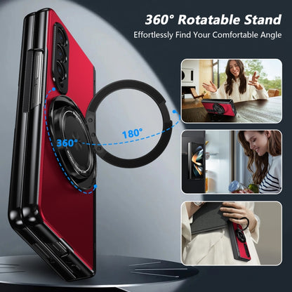 For Samsung Galaxy Z Fold4 Gold Medal Rotating Folding Series Ring Holder Phone Case(Red) - Galaxy Z Fold4 5G Cases by buy2fix | Online Shopping UK | buy2fix