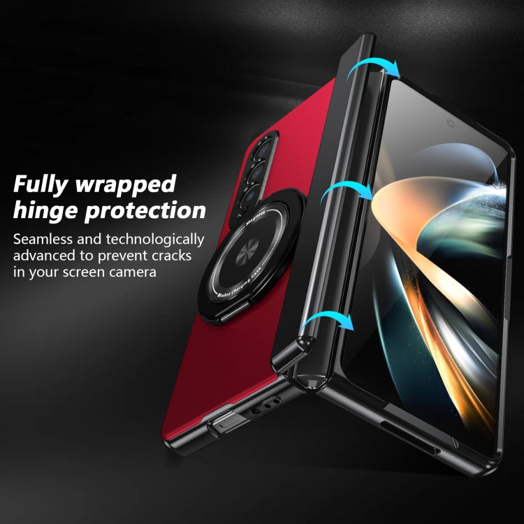 For Samsung Galaxy Z Fold4 Gold Medal Rotating Folding Series Ring Holder Phone Case(Red) - Galaxy Z Fold4 5G Cases by buy2fix | Online Shopping UK | buy2fix