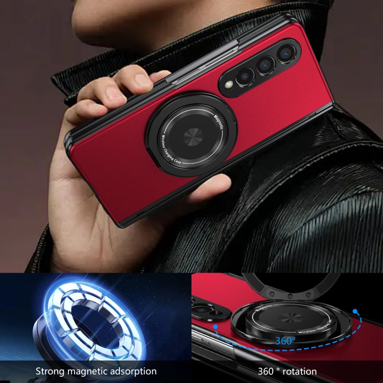 For Samsung Galaxy Z Fold4 Gold Medal Rotating Folding Series Ring Holder Phone Case(Red) - Galaxy Z Fold4 5G Cases by buy2fix | Online Shopping UK | buy2fix