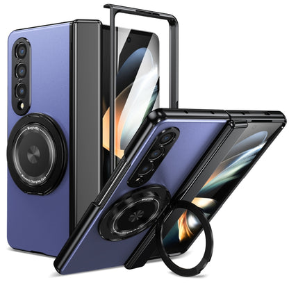 For Samsung Galaxy Z Fold4 Gold Medal Rotating Folding Series Ring Holder Phone Case(Blue) - Galaxy Z Fold4 5G Cases by buy2fix | Online Shopping UK | buy2fix