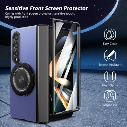 For Samsung Galaxy Z Fold4 Gold Medal Rotating Folding Series Ring Holder Phone Case(Blue) - Galaxy Z Fold4 5G Cases by buy2fix | Online Shopping UK | buy2fix