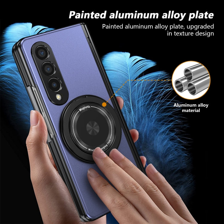 For Samsung Galaxy Z Fold4 Gold Medal Rotating Folding Series Ring Holder Phone Case(Blue) - Galaxy Z Fold4 5G Cases by buy2fix | Online Shopping UK | buy2fix
