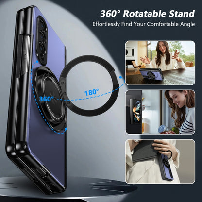 For Samsung Galaxy Z Fold4 Gold Medal Rotating Folding Series Ring Holder Phone Case(Blue) - Galaxy Z Fold4 5G Cases by buy2fix | Online Shopping UK | buy2fix