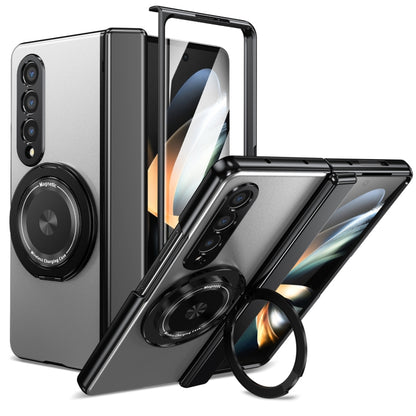 For Samsung Galaxy Z Fold4 Gold Medal Rotating Folding Series Ring Holder Phone Case(Silver) - Galaxy Z Fold4 5G Cases by buy2fix | Online Shopping UK | buy2fix