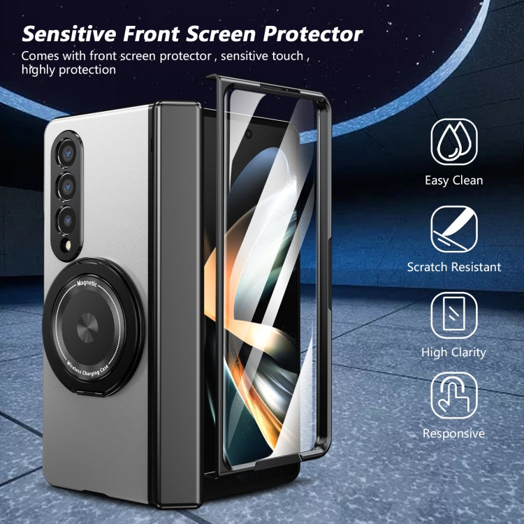 For Samsung Galaxy Z Fold4 Gold Medal Rotating Folding Series Ring Holder Phone Case(Silver) - Galaxy Z Fold4 5G Cases by buy2fix | Online Shopping UK | buy2fix