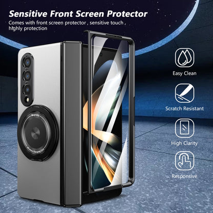 For Samsung Galaxy Z Fold4 Gold Medal Rotating Folding Series Ring Holder Phone Case(Silver) - Galaxy Z Fold4 5G Cases by buy2fix | Online Shopping UK | buy2fix