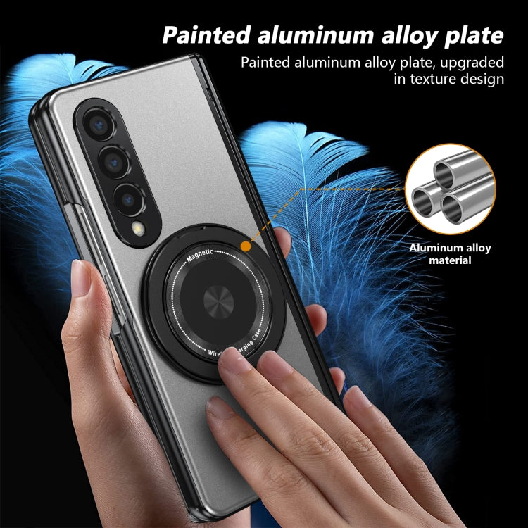 For Samsung Galaxy Z Fold4 Gold Medal Rotating Folding Series Ring Holder Phone Case(Silver) - Galaxy Z Fold4 5G Cases by buy2fix | Online Shopping UK | buy2fix