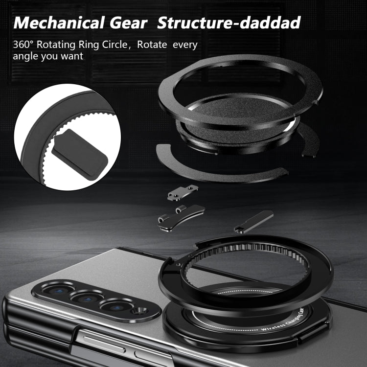 For Samsung Galaxy Z Fold4 Gold Medal Rotating Folding Series Ring Holder Phone Case(Silver) - Galaxy Z Fold4 5G Cases by buy2fix | Online Shopping UK | buy2fix