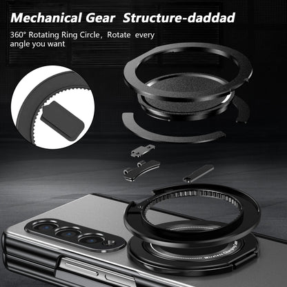 For Samsung Galaxy Z Fold4 Gold Medal Rotating Folding Series Ring Holder Phone Case(Silver) - Galaxy Z Fold4 5G Cases by buy2fix | Online Shopping UK | buy2fix