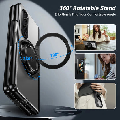 For Samsung Galaxy Z Fold4 Gold Medal Rotating Folding Series Ring Holder Phone Case(Silver) - Galaxy Z Fold4 5G Cases by buy2fix | Online Shopping UK | buy2fix