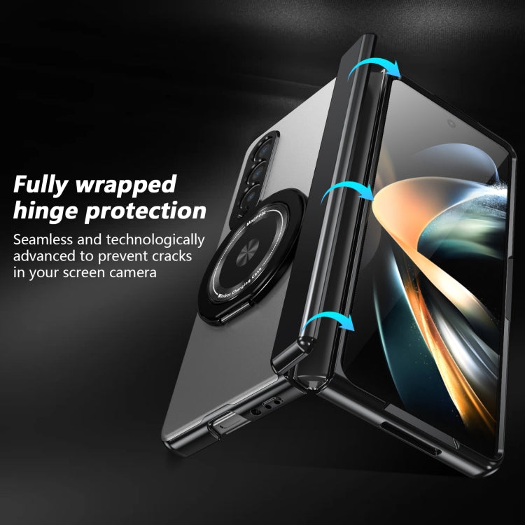 For Samsung Galaxy Z Fold4 Gold Medal Rotating Folding Series Ring Holder Phone Case(Silver) - Galaxy Z Fold4 5G Cases by buy2fix | Online Shopping UK | buy2fix