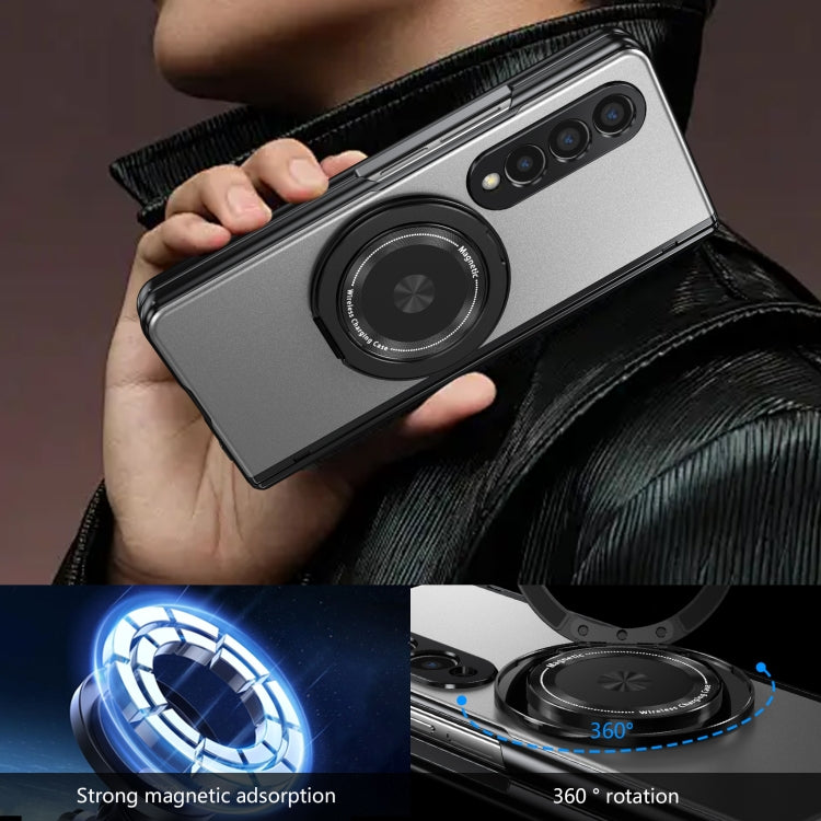 For Samsung Galaxy Z Fold4 Gold Medal Rotating Folding Series Ring Holder Phone Case(Silver) - Galaxy Z Fold4 5G Cases by buy2fix | Online Shopping UK | buy2fix