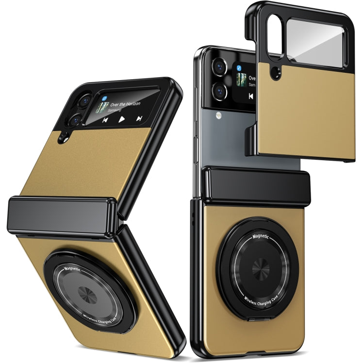 For Samsung Galaxy Z Flip4 Gold Medal Rotating Folding Series Ring Holder Phone Case(Gold) - Galaxy Z Flip4 5G Cases by buy2fix | Online Shopping UK | buy2fix