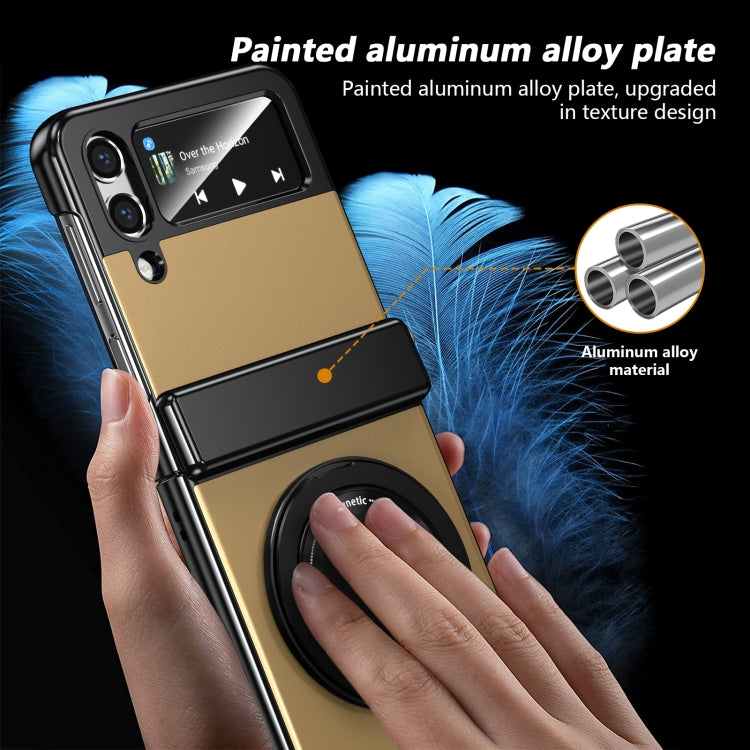 For Samsung Galaxy Z Flip4 Gold Medal Rotating Folding Series Ring Holder Phone Case(Gold) - Galaxy Z Flip4 5G Cases by buy2fix | Online Shopping UK | buy2fix