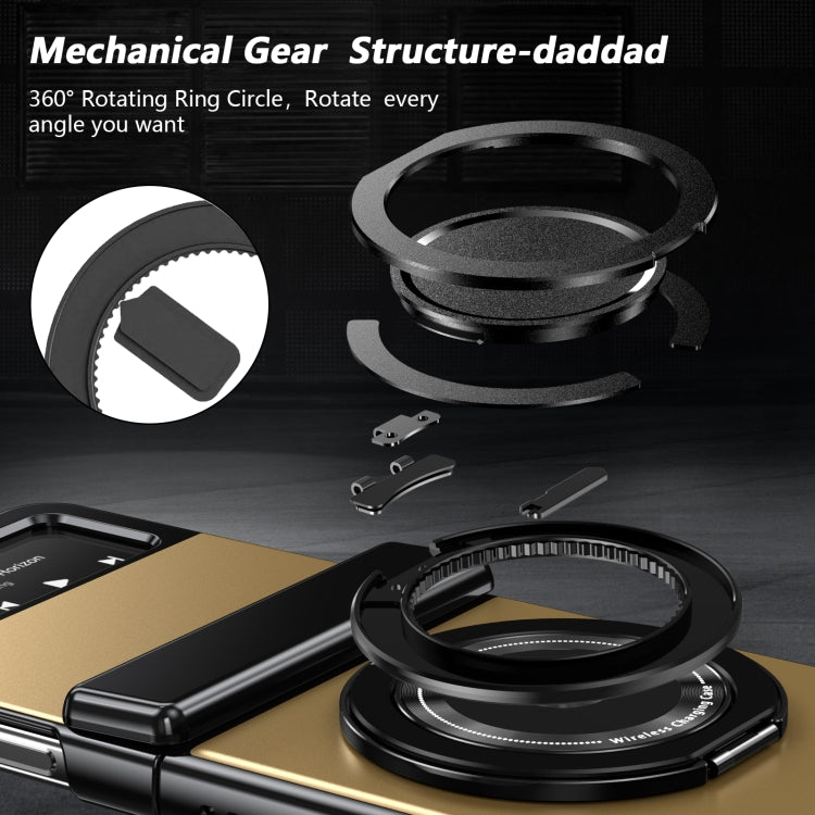 For Samsung Galaxy Z Flip4 Gold Medal Rotating Folding Series Ring Holder Phone Case(Gold) - Galaxy Z Flip4 5G Cases by buy2fix | Online Shopping UK | buy2fix