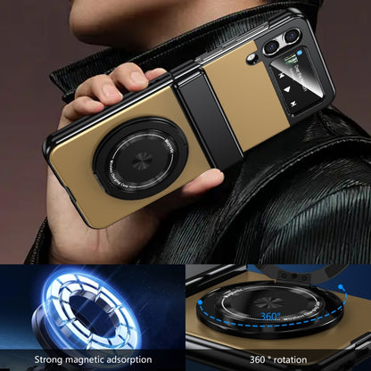 For Samsung Galaxy Z Flip4 Gold Medal Rotating Folding Series Ring Holder Phone Case(Gold) - Galaxy Z Flip4 5G Cases by buy2fix | Online Shopping UK | buy2fix