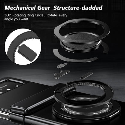 For Samsung Galaxy Z Flip4 Gold Medal Rotating Folding Series Ring Holder Phone Case(Black) - Galaxy Z Flip4 5G Cases by buy2fix | Online Shopping UK | buy2fix