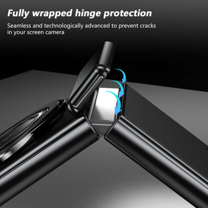 For Samsung Galaxy Z Flip4 Gold Medal Rotating Folding Series Ring Holder Phone Case(Black) - Galaxy Z Flip4 5G Cases by buy2fix | Online Shopping UK | buy2fix