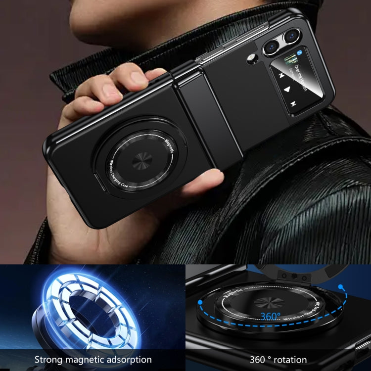 For Samsung Galaxy Z Flip4 Gold Medal Rotating Folding Series Ring Holder Phone Case(Black) - Galaxy Z Flip4 5G Cases by buy2fix | Online Shopping UK | buy2fix