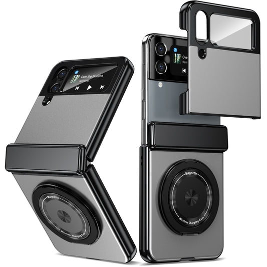 For Samsung Galaxy Z Flip4 Gold Medal Rotating Folding Series Ring Holder Phone Case(Silver) - Galaxy Z Flip4 5G Cases by buy2fix | Online Shopping UK | buy2fix