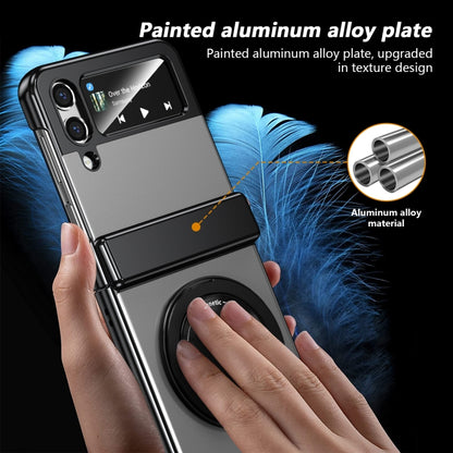 For Samsung Galaxy Z Flip4 Gold Medal Rotating Folding Series Ring Holder Phone Case(Silver) - Galaxy Z Flip4 5G Cases by buy2fix | Online Shopping UK | buy2fix