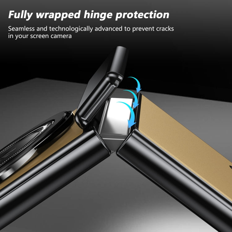 For Samsung Galaxy Z Flip3 Gold Medal Rotating Folding Series Ring Holder Phone Case(Gold) - Galaxy Phone Cases by buy2fix | Online Shopping UK | buy2fix