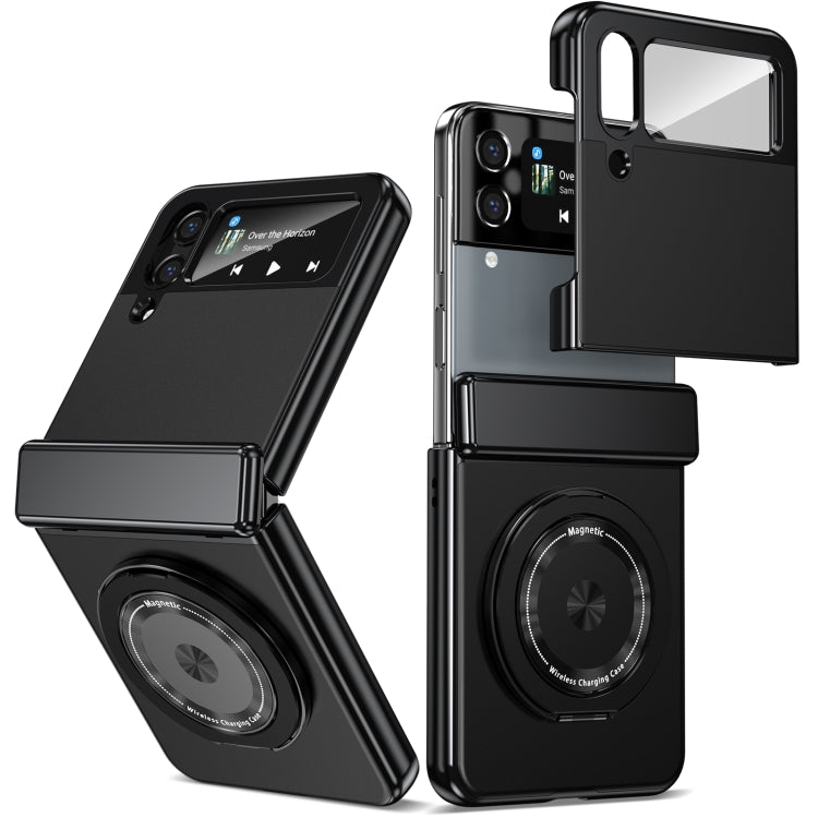 For Samsung Galaxy Z Flip3 Gold Medal Rotating Folding Series Ring Holder Phone Case(Black) - Galaxy Phone Cases by buy2fix | Online Shopping UK | buy2fix