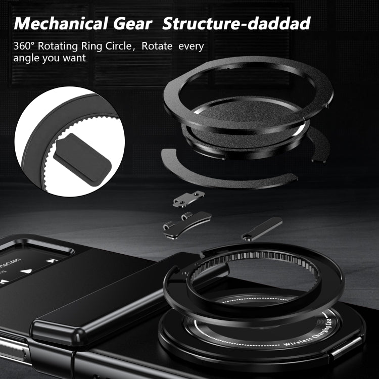 For Samsung Galaxy Z Flip3 Gold Medal Rotating Folding Series Ring Holder Phone Case(Black) - Galaxy Phone Cases by buy2fix | Online Shopping UK | buy2fix