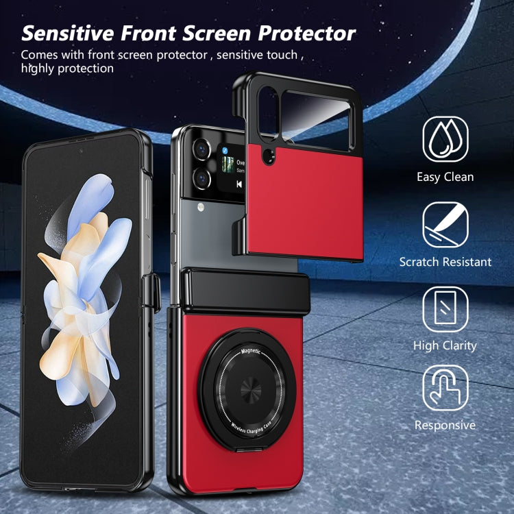 For Samsung Galaxy Z Flip3 Gold Medal Rotating Folding Series Ring Holder Phone Case(Red) - Galaxy Phone Cases by buy2fix | Online Shopping UK | buy2fix