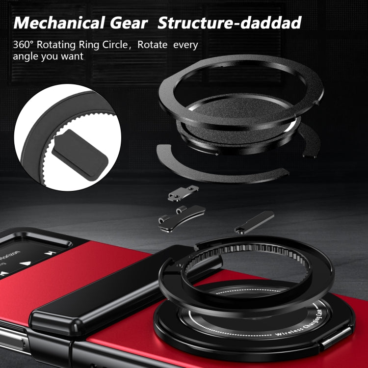 For Samsung Galaxy Z Flip3 Gold Medal Rotating Folding Series Ring Holder Phone Case(Red) - Galaxy Phone Cases by buy2fix | Online Shopping UK | buy2fix