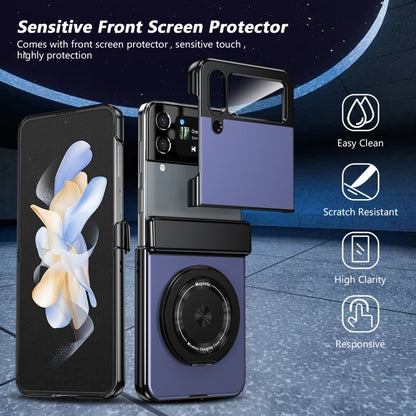 For Samsung Galaxy Z Flip3 Gold Medal Rotating Folding Series Ring Holder Phone Case(Blue) - Galaxy Phone Cases by buy2fix | Online Shopping UK | buy2fix