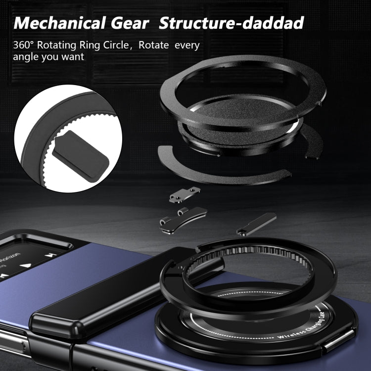 For Samsung Galaxy Z Flip3 Gold Medal Rotating Folding Series Ring Holder Phone Case(Blue) - Galaxy Phone Cases by buy2fix | Online Shopping UK | buy2fix